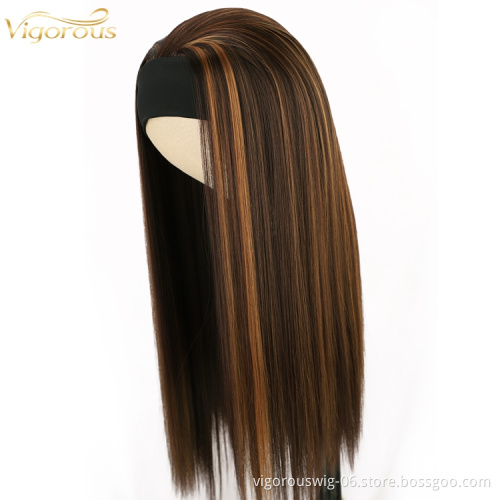 Vigorous best customize fix super natural hair synthetic highlight brown for black women store kinky soft headband wig
